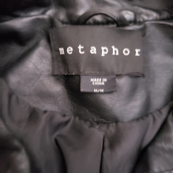 Black Faux Leather Jacket M - Picture 2 of 3